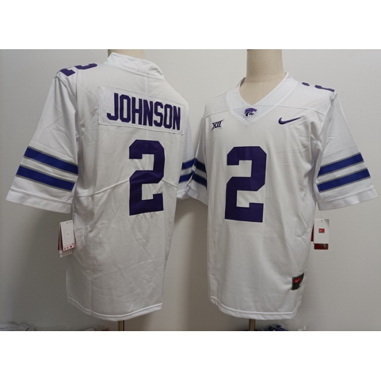 Men Kansas State Wildcats #2 Avery Johnson White Stitched NCAA Jersey Men Kansas State Wildcats #2 Avery Johnson White Stitched NCAA Jersey