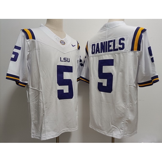 Men LSU tigers Jayden Daniels #5 White F U S E Stitched jersey Men LSU tigers Jayden Daniels #5 White F U S E Stitched jersey