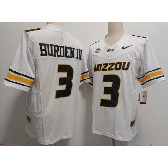 Men Missouri Tigers Luther Burden #3 White F U S E Stitched Jersey Men Missouri Tigers Luther Burden #3 White F U S E Stitched Jersey