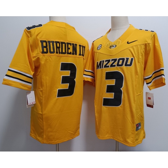 Men Missouri Tigers Luther Burden #3 Yellow F U S E Stitched Jersey Men Missouri Tigers Luther Burden #3 Yellow F U S E Stitched Jersey