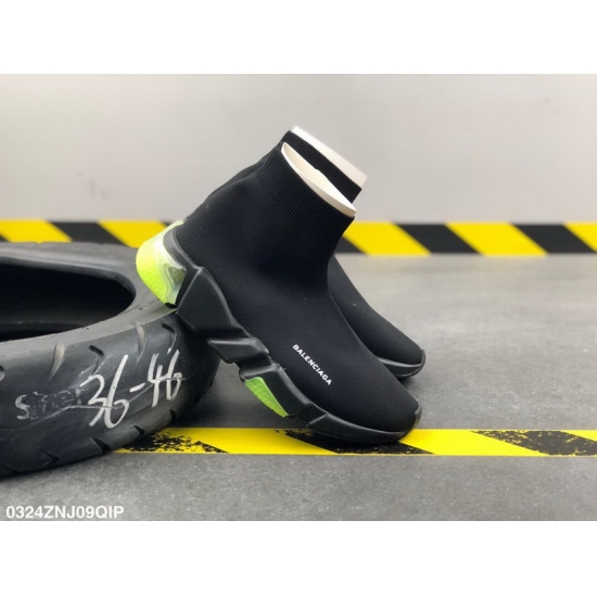 Balencia socks elastic woven surface Men Women Shoes Black Green Balencia socks elastic woven surface Men Women Shoes Black Green