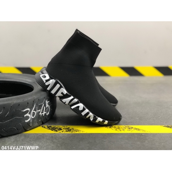 Balencia socks elastic woven surface Men Women Shoes Black White Letters Balencia socks elastic woven surface Men Women Shoes Black White Letters