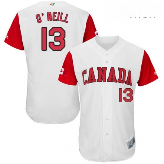 Mens Canada Baseball Majestic 13 Tyler ONeill White 2017 World Baseball Classic Authentic Team Jersey