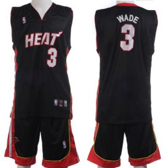 Miami Heat 3 Dwayne Wade Black Jerseys&Shorts Miami Heat 3 Dwayne Wade Black Jerseys&Shorts