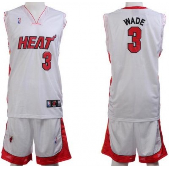 Miami Heat 3 Dwayne Wade White Jerseys&Shorts Miami Heat 3 Dwayne Wade White Jerseys&Shorts