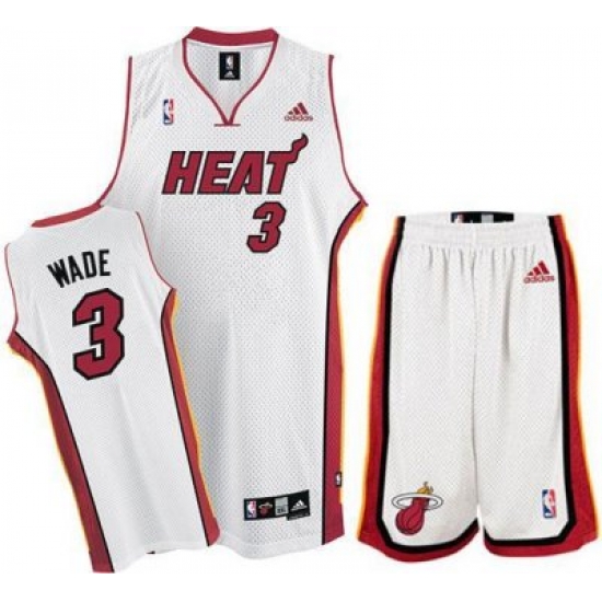 Miami Heat 3 Dwyane Wade White Revolution 30 Swingman Jersey & Shorts Suit Miami Heat 3 Dwyane Wade White Revolution 30 Swingman Jersey & Shorts Suit