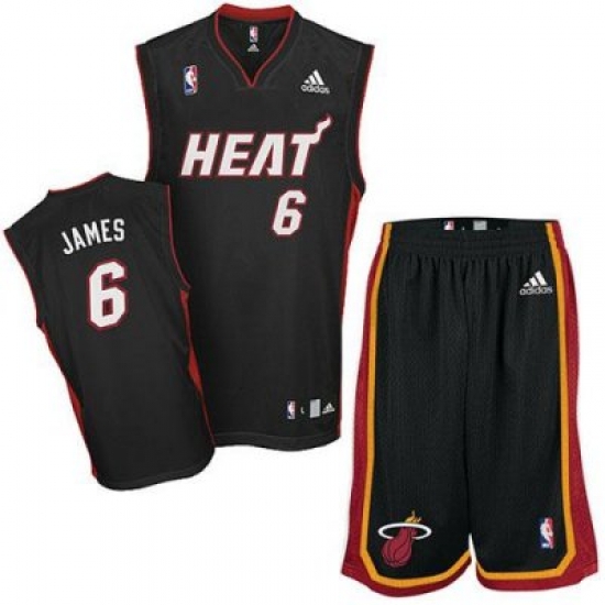 Miami Heat 6 Lebron James Black Revolution 30 Swingman Jersey & Shorts Suit Miami Heat 6 Lebron James Black Revolution 30 Swingman Jersey & Shorts Suit