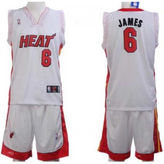 Miami Heat 6 Lebron James White Jerseys&Shorts Miami Heat 6 Lebron James White Jerseys&Shorts