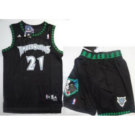 Minnesota Timberwolves 21 Kevin Garnett Black Jerseys Shorts NBA Suits Minnesota Timberwolves 21 Kevin Garnett Black Jerseys Shorts NBA Suits