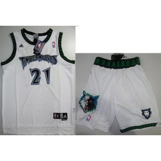 Minnesota Timberwolves 21 Kevin Garnett White Jerseys Shorts NBA Suits Minnesota Timberwolves 21 Kevin Garnett White Jerseys Shorts NBA Suits