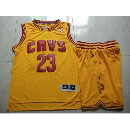 NBA Cleveland Cavaliers 23 LeBron James Yellow Jerseys Shorts Set Suit NBA Cleveland Cavaliers 23 LeBron James Yellow Jerseys Shorts Set Suit
