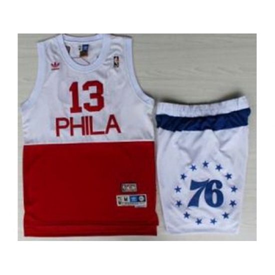 Philadelphia 76ers 13 Wilt Chamberlain White Red NBA Jerseys Short Suits Philadelphia 76ers 13 Wilt Chamberlain White Red NBA Jerseys Short Suits