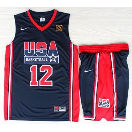 USA Basketball 1992 Olympic Dream Team Blue Jerseys & Shorts Suits 12# John Stockton USA Basketball 1992 Olympic Dream Team Blue Jerseys & Shorts Suits 12# John Stockton