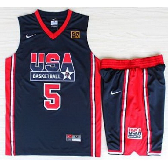USA Basketball 1992 Olympic Dream Team Blue Jerseys & Shorts Suits 5# David Robinson USA Basketball 1992 Olympic Dream Team Blue Jerseys & Shorts Suits 5# David Robinson