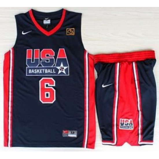 USA Basketball 1992 Olympic Dream Team Blue Jerseys & Shorts Suits 6# Patrick Ewing USA Basketball 1992 Olympic Dream Team Blue Jerseys & Shorts Suits 6# Patrick Ewing