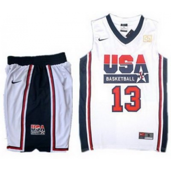 USA Basketball Retro 1992 Olympic Dream Team White Jersey & Shorts Suit #13 Chris Paul USA Basketball Retro 1992 Olympic Dream Team White Jersey & Shorts Suit #13 Chris Paul