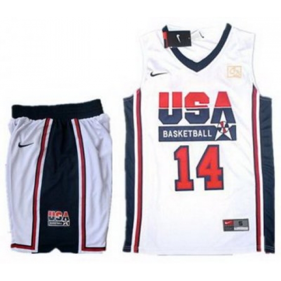 USA Basketball Retro 1992 Olympic Dream Team White Jersey & Shorts Suit #14 Charles Barkley USA Basketball Retro 1992 Olympic Dream Team White Jersey & Shorts Suit #14 Charles Barkley