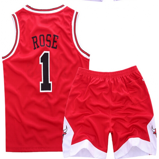 Youth NBA Chicago Bulls 1# Rose Red Suit Sets