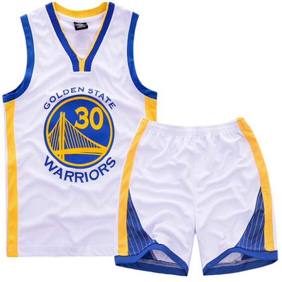 Youth NBA Golden State Warriors 30# Steve Curry White Suit Sets Youth NBA Golden State Warriors 30# Steve Curry White Suit Sets