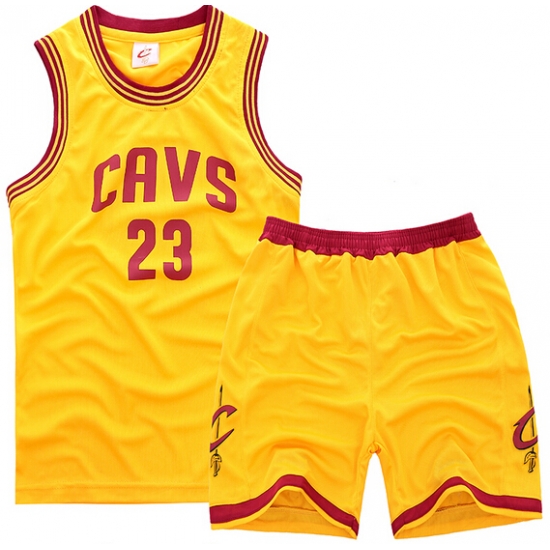 youth Cleveland Cavaliers 23# Lebron James Yellow Suit Sets youth Cleveland Cavaliers 23# Lebron James Yellow Suit Sets
