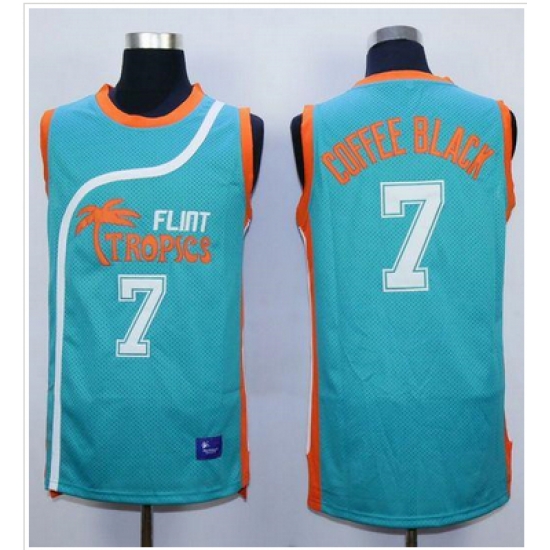 Flint Tropics #7 Coffee Black Blue Semi-Pro Movie Stitched Basketball Jersey Flint Tropics #7 Coffee Black Blue Semi-Pro Movie Stitched Basketball Jersey