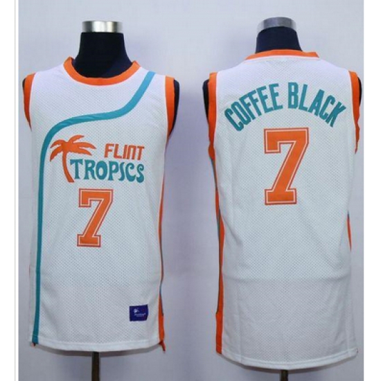 Flint Tropics #7 Coffee Black White Semi-Pro Movie Stitched Basketball Jersey Flint Tropics #7 Coffee Black White Semi-Pro Movie Stitched Basketball Jersey