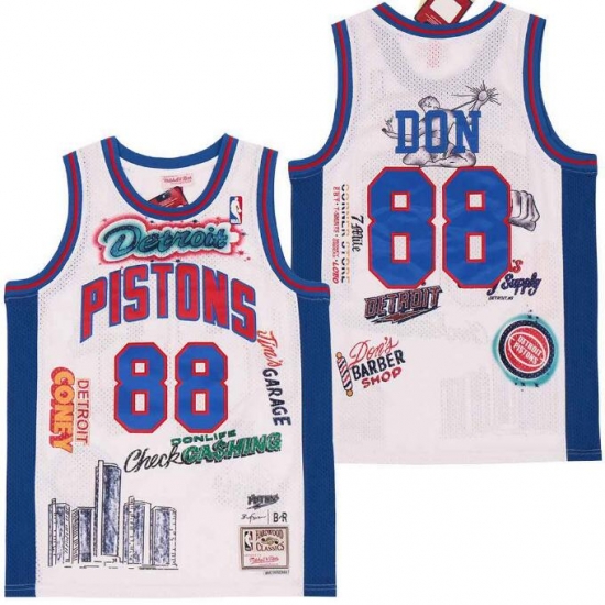 Men B&R Remix Jersey Pistone 88 Don White Throwback Jersey Men B&R Remix Jersey Pistone 88 Don White Throwback Jersey