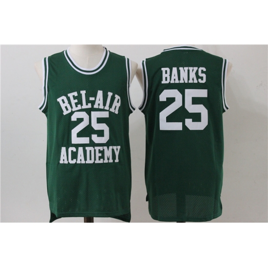Men Bel Air Academy 25 Carlton Banks Green Stitched Movie Jersey Men Bel Air Academy 25 Carlton Banks Green Stitched Movie Jersey