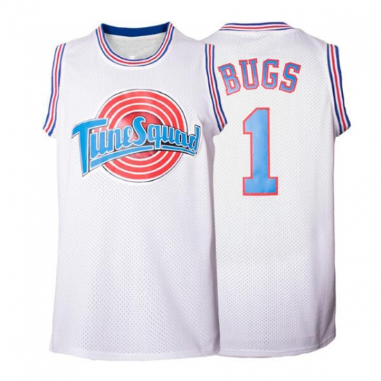 Men Space Jam Tune Squad #1 Bugs Bunny White Movie Stitched Basketball Jersey Men Space Jam Tune Squad #1 Bugs Bunny White Movie Stitched Basketball Jersey