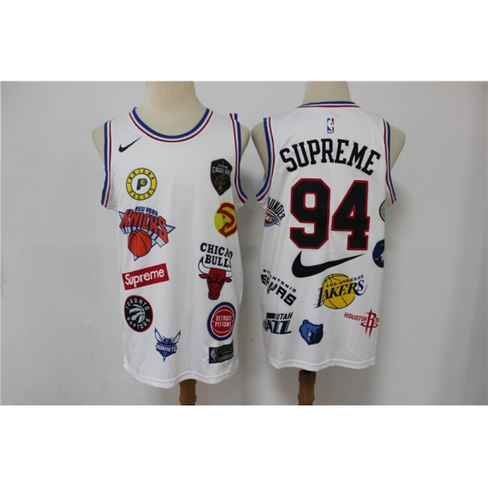 Men Supreme Nike 18ss NBA Teams Jersey White Men Supreme Nike 18ss NBA Teams Jersey White