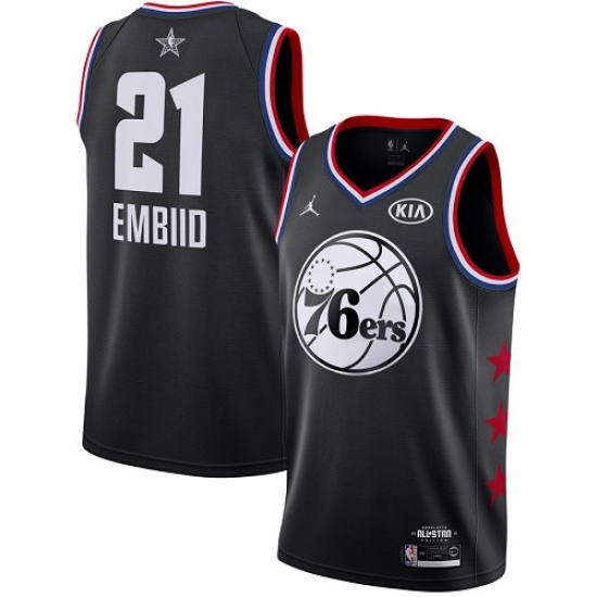 76ers #21 Joel Embiid Black Basketball Jordan Swingman 2019 All Star Game Jersey 76ers #21 Joel Embiid Black Basketball Jordan Swingman 2019 All Star Game Jersey