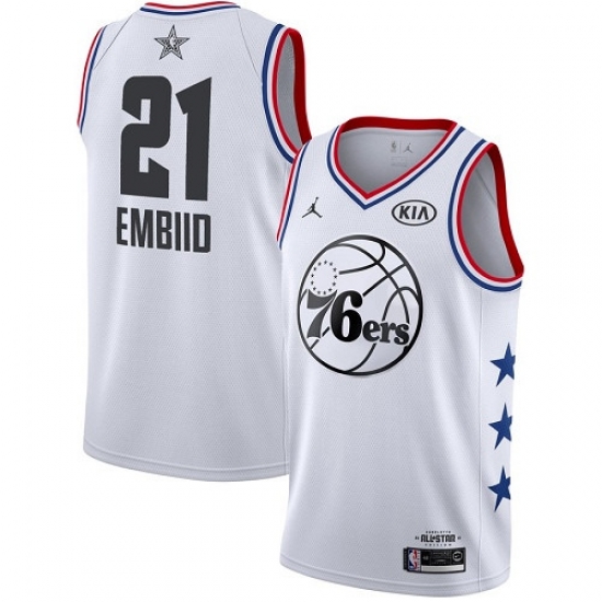 76ers #21 Joel Embiid White Basketball Jordan Swingman 2019 All Star Game Jersey 76ers #21 Joel Embiid White Basketball Jordan Swingman 2019 All Star Game Jersey