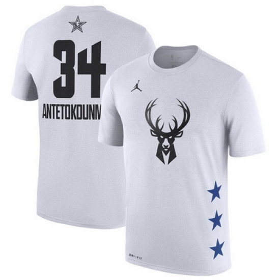Bucks 34 Giannis Antetokounmpo White 2019 NBA All Star Game Men's T Shirt Bucks 34 Giannis Antetokounmpo White 2019 NBA All Star Game Men's T Shirt