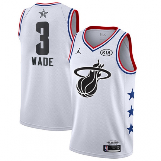 Heat #3 Dwyane Wade White Basketball Jordan Swingman 2019 All Star Game Jersey Heat #3 Dwyane Wade White Basketball Jordan Swingman 2019 All Star Game Jersey