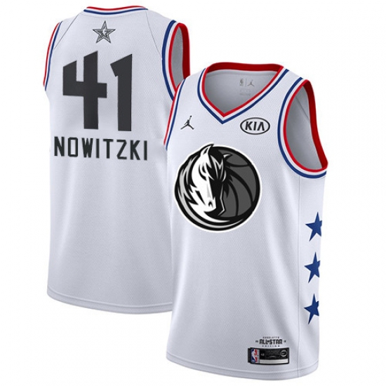 Mavericks #41 Dirk Nowitzki White Basketball Jordan Swingman 2019 All Star Game Jersey Mavericks #41 Dirk Nowitzki White Basketball Jordan Swingman 2019 All Star Game Jersey