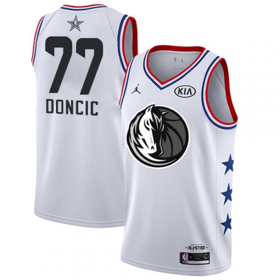 Mavericks #77 Luka Doncic White Basketball Jordan Swingman 2019 All Star Game Jersey Mavericks #77 Luka Doncic White Basketball Jordan Swingman 2019 All Star Game Jersey