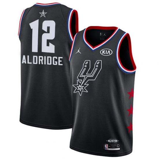 Spurs #12 LaMarcus Aldridge Black Basketball Jordan Swingman 2019 All Star Game Jersey Spurs #12 LaMarcus Aldridge Black Basketball Jordan Swingman 2019 All Star Game Jersey