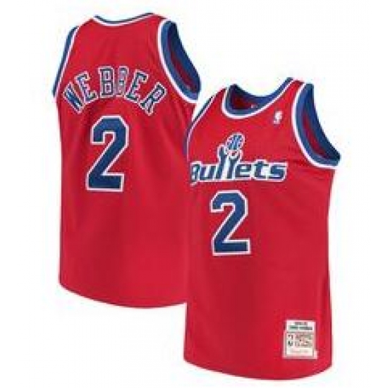Men Bullets Chris Webber Red 2 Mitch Ness NBA Jersey Men Bullets Chris Webber Red 2 Mitch Ness NBA Jersey