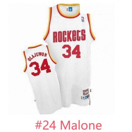 Men Mitchell and Ness Houston Rockets 24 Malone White Throwback NBA Jersey Men Mitchell and Ness Houston Rockets 24 Malone White Throwback NBA Jersey