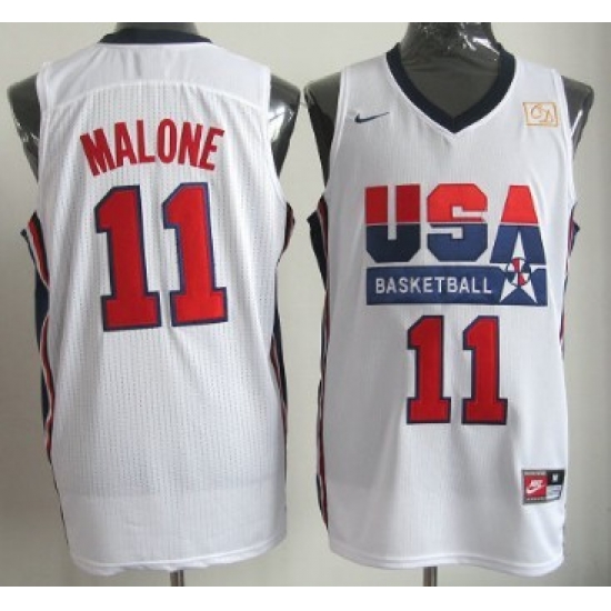 1992 Olympics Team USA 11 Karl Malone White Swingman Jersey 1992 Olympics Team USA 11 Karl Malone White Swingman Jersey