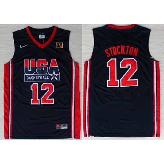 1992 Olympics Team USA 12 John Stockton Navy Blue Swingman Jersey 1992 Olympics Team USA 12 John Stockton Navy Blue Swingman Jersey