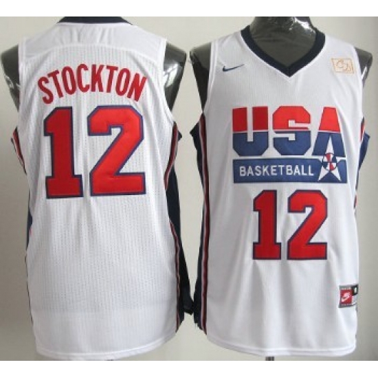 1992 Olympics Team USA 12 John Stockton White Swingman Jersey 1992 Olympics Team USA 12 John Stockton White Swingman Jersey