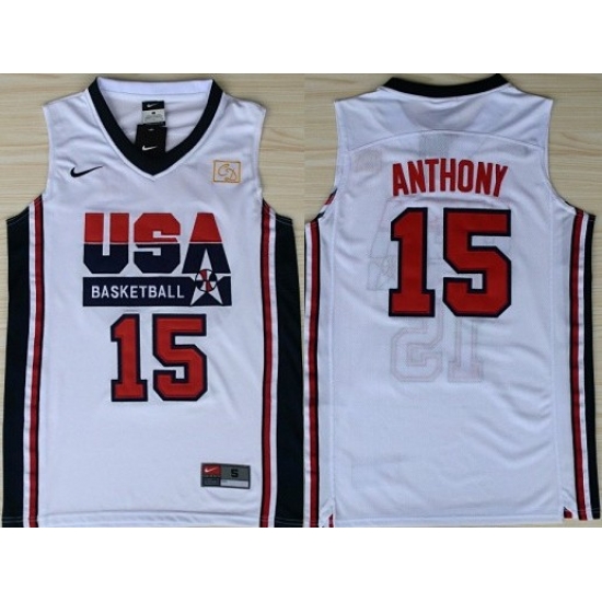 1992 Olympics Team USA 15 Carmelo Anthony White Swingman Jersey 1992 Olympics Team USA 15 Carmelo Anthony White Swingman Jersey