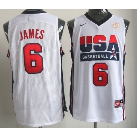 1992 Olympics Team USA 6 LeBron James White Swingman Jersey 1992 Olympics Team USA 6 LeBron James White Swingman Jersey