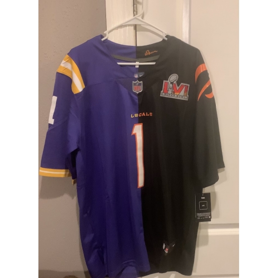 Tigers Bengals Split jersey Customized Black Purple Tigers Bengals Split jersey Customized Black Purple