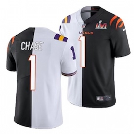 Tigers Bengals Split jersey Customized White Black Tigers Bengals Split jersey Customized White Black