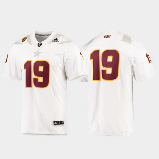 Men Arizona State Sun Devils 19 White Premier Football Jersey Men Arizona State Sun Devils 19 White Premier Football Jersey