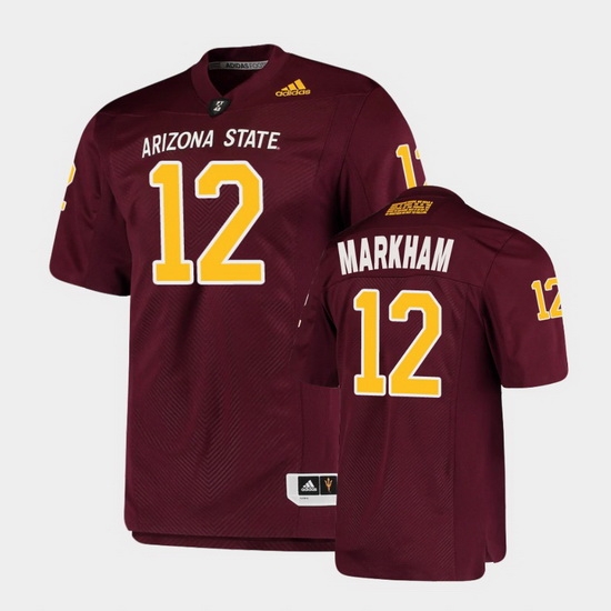 Men Arizona State Sun Devils Kejuan Markham College Football Maroon Premier Jersey Men Arizona State Sun Devils Kejuan Markham College Football Maroon Premier Jersey