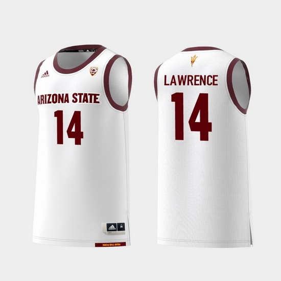 Men Arizona State Sun Devils Kimani Lawrence White Replica College Basketball Jersey Men Arizona State Sun Devils Kimani Lawrence White Replica College Basketball Jersey