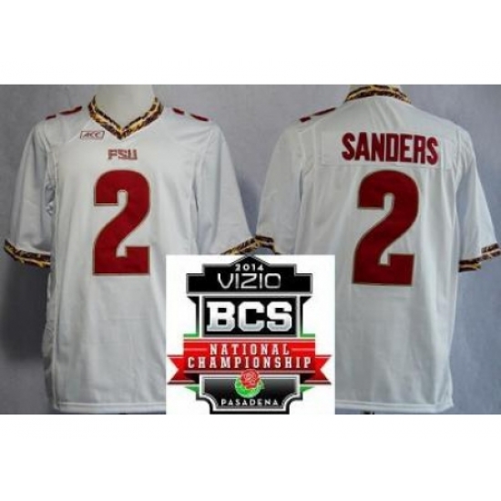 Florida State Seminoles (FSU) 2 Deion Sanders White College Football NCAA Jerseys 2014 Vizio BCS National Championship Game Patch Florida State Seminoles (FSU) 2 Deion Sanders White College Football NCAA Jerseys 2014 Vizio BCS National Championship Game Patch